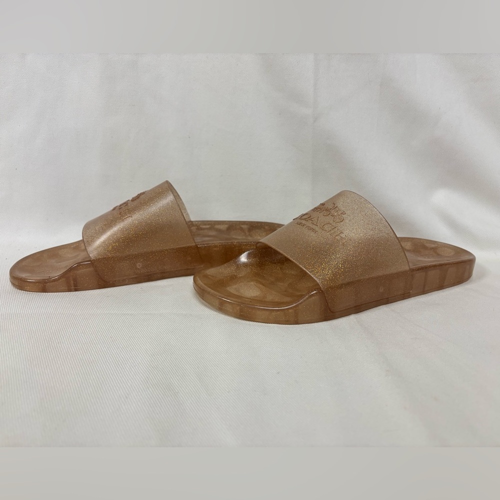 COACH pink glitter Jelly Slide Sandals